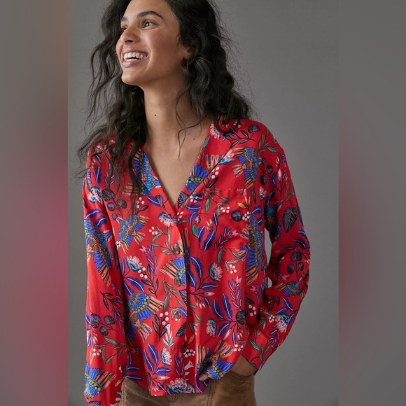 Anthropologie Super Nice Letters Elysa Buttondown Large - Picture 2 of 9